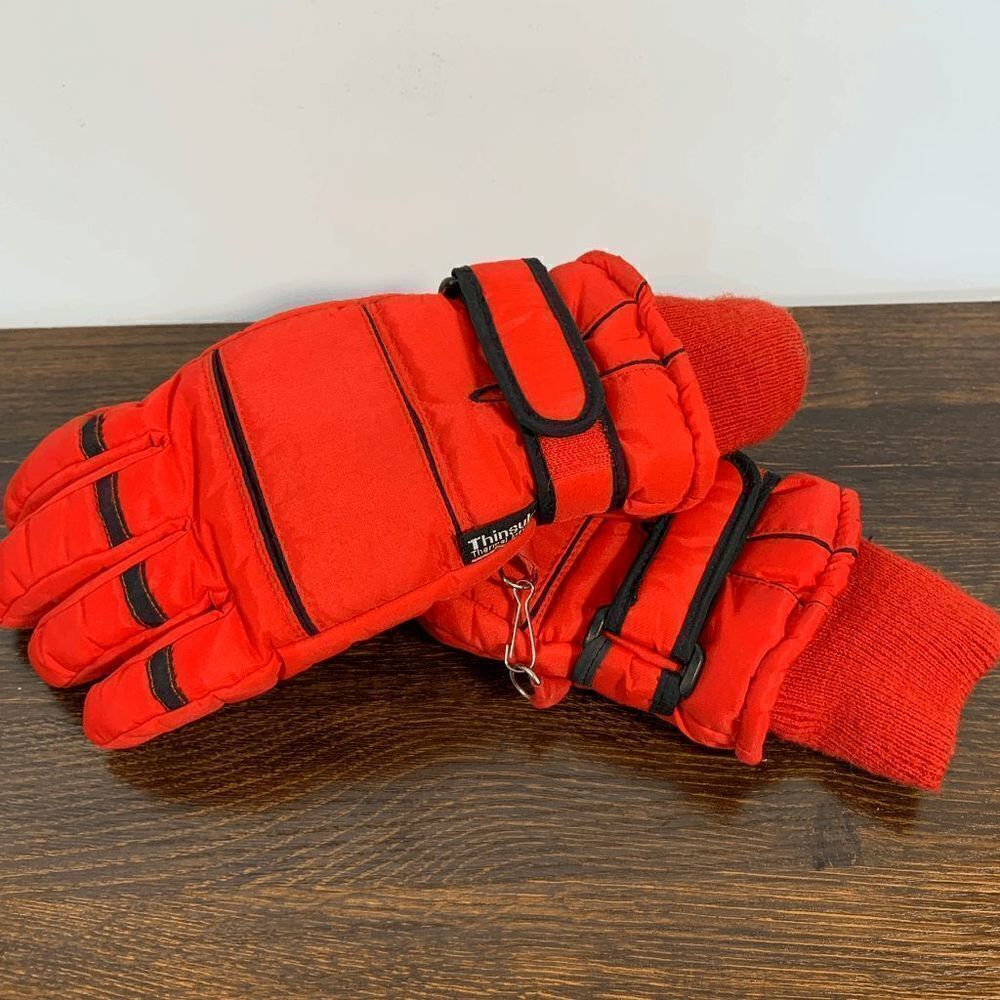 Vintage Montogery Wards Women's Thinsulate Winter Gloves Red S/M